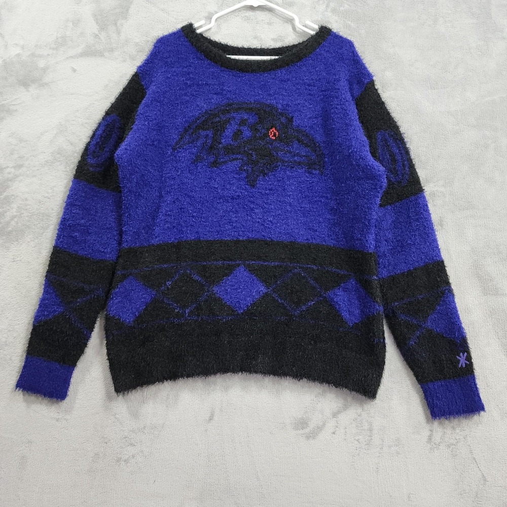 Baltimore Ravens Sweater Women L Purple NFL Football NFL Team Apparel Fuzzy Knit